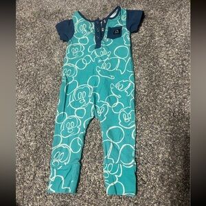 Teal and Navy Kids Disney Rags Romper with Mickey Mouse Design